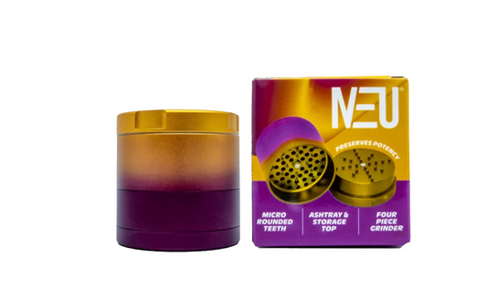 Neu Dry Herb Aluminum Grinder With Ashtray & Storage Top - 63 mm - 4 Parts